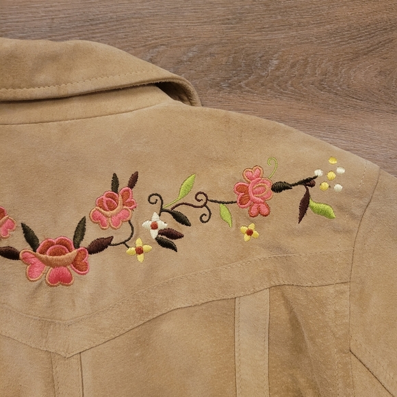 GAP Suede Embroidered Floral 🌼 Jacket XL - Picture 3 of 5